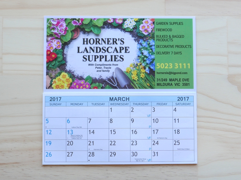 Magnetic Calendars printing example
