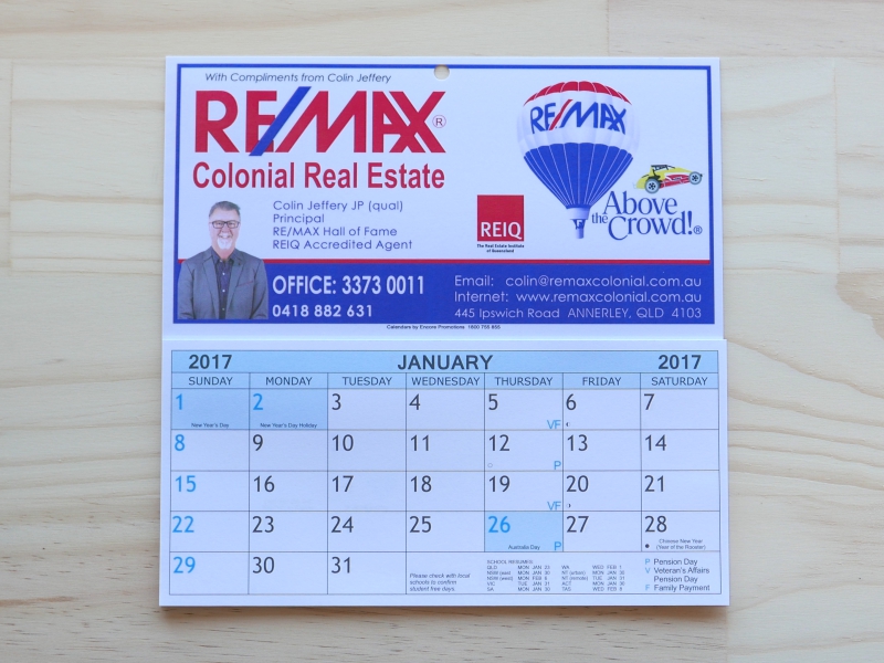 DL Easy-Mail Calendars printing example